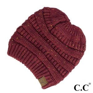 NEW CC Beanie for Ponytail or Messy Bun - Maroon